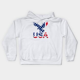 USA American Flag Typography Patriotic American  Vintage retro T-Shirt for Men, Women & Kids Kids Hoodie